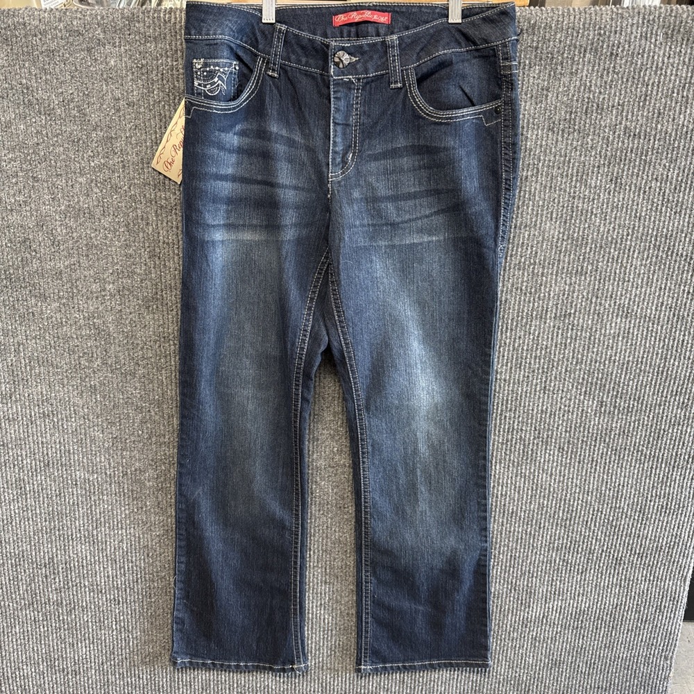NWT One Republic Womens‎ Jeans 14 Denim Dark Wash Sequin Pockets Straight Leg